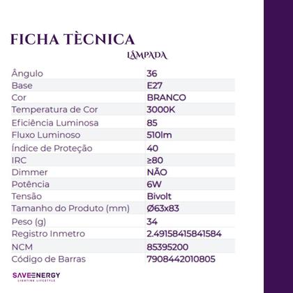 Imagem de 20 Spot Embutido Recuado PAR20 + 4 Lâmpada LED 6W 3000K E27