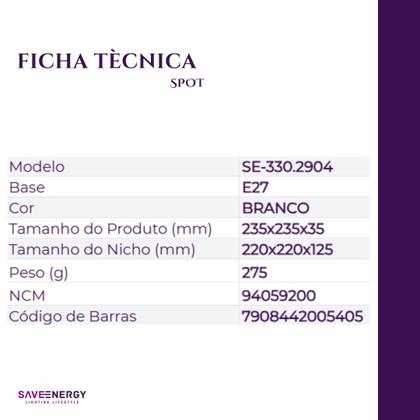 Imagem de 20 Spot Embutido Recuado PAR20 + 4 Lâmpada LED 6W 3000K E27