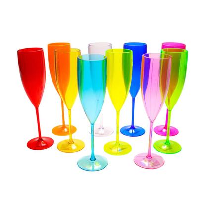 20 Taças De Champanhe Acrílico Cristal Colorido 140ml - M&Ca Plásticos Imagem de 20 Taças De Champanhe Acrílico Cristal Colorido 140ml
