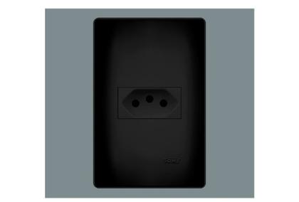 Imagem de 20 Tomadas Preta 2P+T 10A 250V com placa Habitat Black Fame