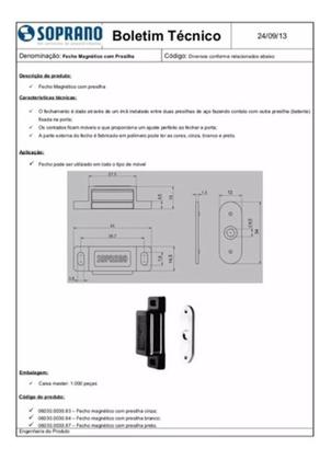 Imagem de 20 Unidades Fecho Magnético Porta Guarda Roupa Cor Preto