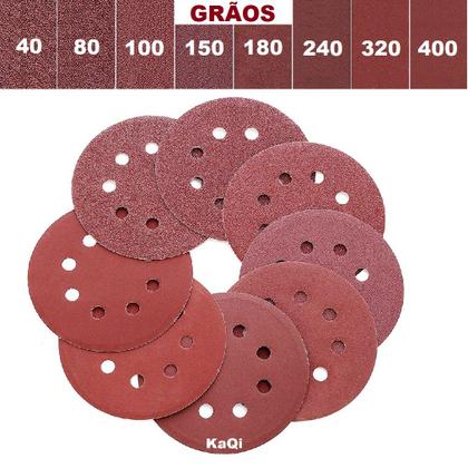 Imagem de 20 X Lixas Disco Grão 5 Polegadas 125mm 8 Furos Lixadeira Politriz KaQi