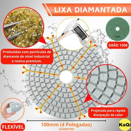 Imagem de 20 X Lixas Discos Grão Liso 4 Pol. 100mm Diamantada Granito Mármore KaQi