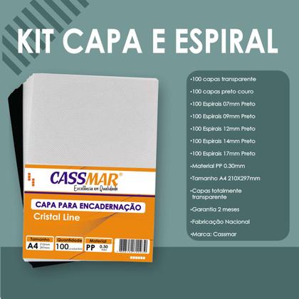 Imagem de 200 Capas E 500 Espirais 07mm 09mm 12mm 14mm 17mm Pretos