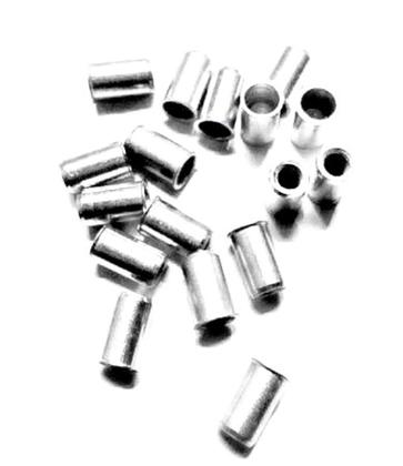 Imagem de 200 Conexões/anilhas/luvas número 00 em alumínio para cabo de aço de pesca