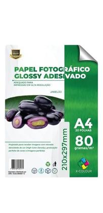 Imagem de 200 folhas papel fotográfico adesivo 80gr a4 x-colour 