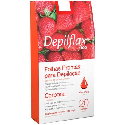 Imagem de 200 Folhas Prontas Depilação Corporal Depilflax Morango