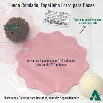 Imagem de 200 Fundo Rendado ROSA 9cm Fundos e Tapetinhos para Confeitaria Doces Forro para Brigadeiro Forminhas