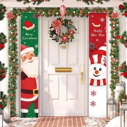 Imagem de 2024 Natal Boneco De Neve Porta Cortina Banner Feliz Natal Decorações Para Casa Ano Novo Decoração