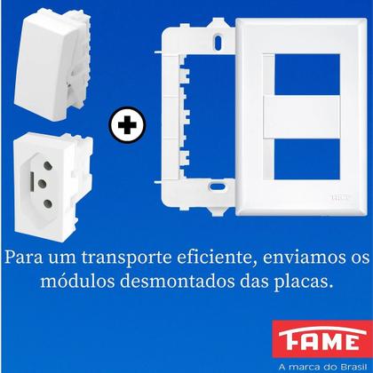 Imagem de 20un Interruptor Simples 16A e Tomada Padrão 2P+T 20A Com Placa Evidence FAME