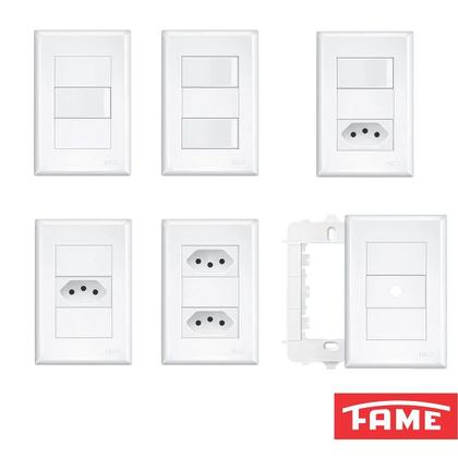Imagem de 20un Interruptor Simples 16A e Tomada Padrão 2P+T 20A Com Placa Evidence FAME
