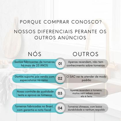 Imagem de 2142 C80 Torneira Gourmet Cromada Para Bancada Pia Cozinha Para Filtro 1/4 ou Purificador 1/2 Com Tubo Flexível Giratório Chuveirinho