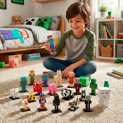 Imagem de 24 Bonecos Sortidos Colecionáveis Minecraft Multikids Mini Figuras Colecionáveis Para Fãs Do Jogo