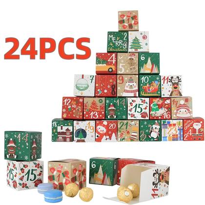 Imagem de 24 Caixas De Papel Kraft Para Calendário Do Advento De Natal, Contagem Regressiva De 24 Dias Para O