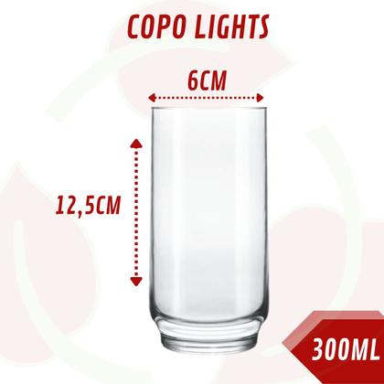 Imagem de 24 Copo de Vidro Lights Transparente 300ML Nadir Long Drink