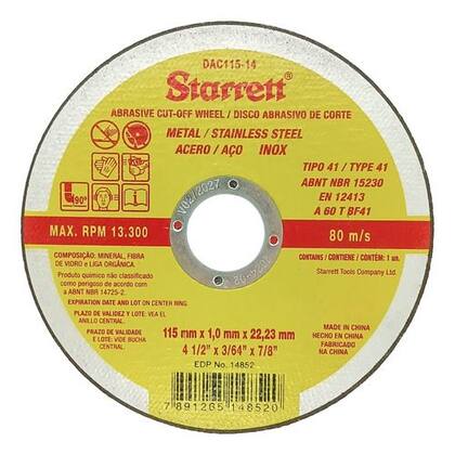 Imagem de 24 Disco De Corte Starrett Abrasivo 115mm 4.1/2 Aço Inox