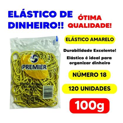 Imagem de 24 Pacotes de Elásticos Amarelo C/120 Unidades 100g Premier