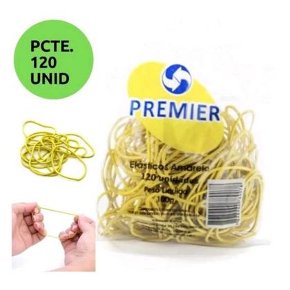 Imagem de 24 Pacotes de Elásticos Amarelo C/120 Unidades 100g Premier