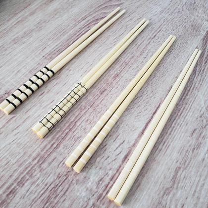 Imagem de 24 Pares de Hashi para Restaurante Bambu Comida Japonesa Sushi Sashimi 24cm Geométrico