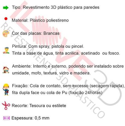 Imagem de 24 Placas Poliestireno 3D Revestimento 0,5Mm 50X50Cm Lab