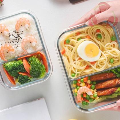 Imagem de 24 Pote Retangular 1040ML c/ Divisória e Tampa Marmita Lancheira