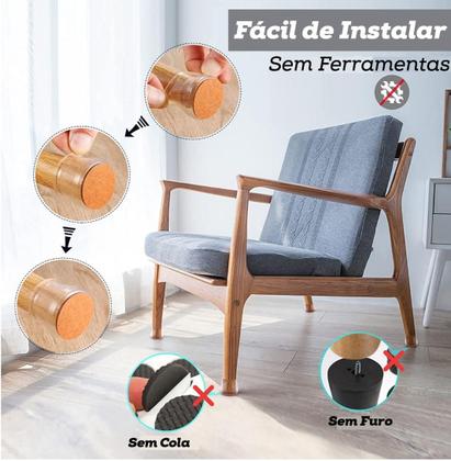 Imagem de 24 Protetores Para Pé De Cadeiras Silicone Com Feltro Maior