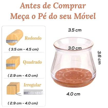 Imagem de 24 Protetores Para Pé De Cadeiras Silicone Com Feltro Maior