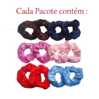 Imagem de 24 Scrunchies veludo Xuxa Amarrador Rabicó Fluflu