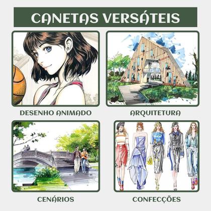 Imagem de 24,36,48,60,80,102,120 Conjunto Canetas Marcador Permanente Ponta Dupla Material Escola Pintura Arte