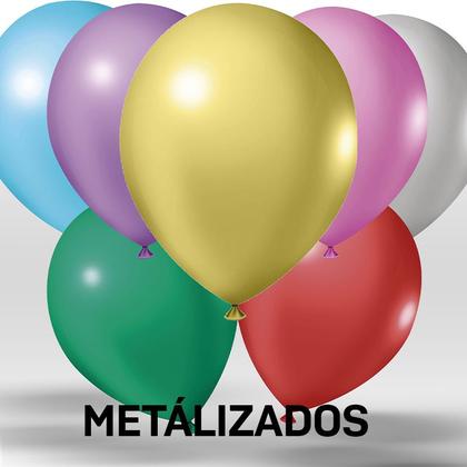 Imagem de 25 bexigas balões nº 9 Metalizadas Decoração festa mais cor