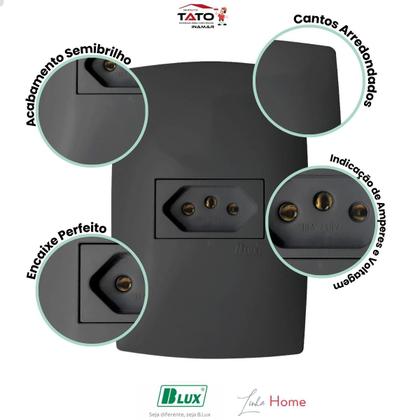 Imagem de (25 Peças) Conjuntos Tomadas + Interruptores - Blux Grafite