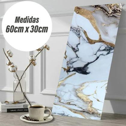 Imagem de 25 Placas Adesiva Parede Painel Branco, Preto e Dourado Mármore 60X30cm Top