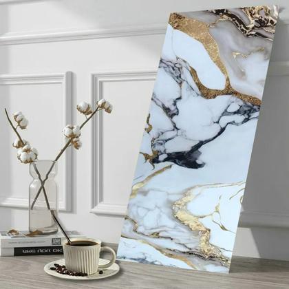 Imagem de 25 Placas Adesiva Parede Painel Branco, Preto e Dourado Mármore 60X30cm Top