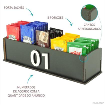 Imagem de 25 Porta Sachê de Mesa Para Hamburgueria Cefeteria Lanchonete Padaria Preto