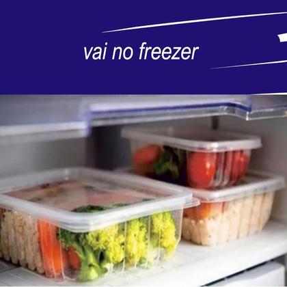 Imagem de 25 potes descartável 500ml retangular marmita freezer micro