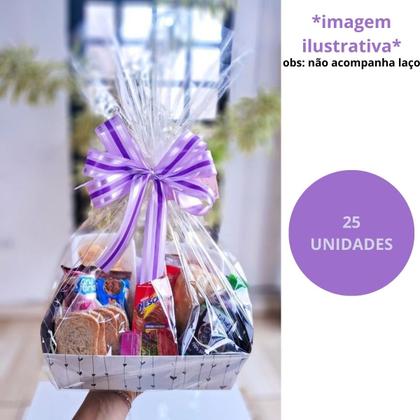 Imagem de 25 Saco para cesta presentes Transparente celofane GG 60X90