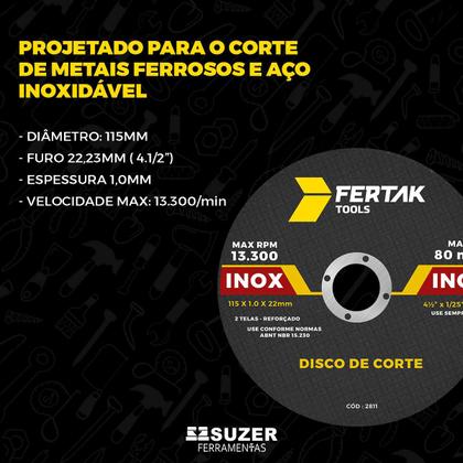 Imagem de 25 Unidades Disco Fino Corte Aço Inox Ferro 1mm 4 Polegadas 115mm Esmerilhadeira 