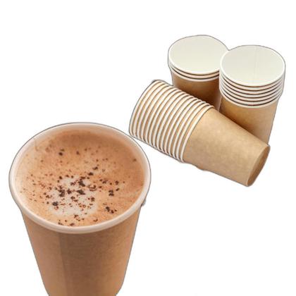 Imagem de 250Un Copo Papel Biodegradável Térmico Água Café 200Ml Kraft