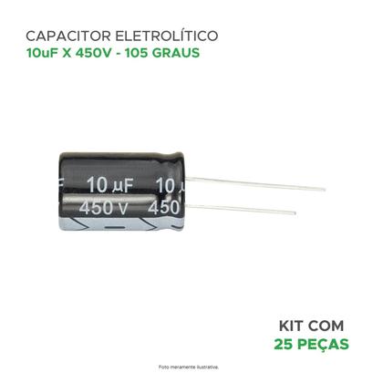 Imagem de 25x Capacitor Eletrolítico 10uf x 450v 105º Kit c/25 Peças