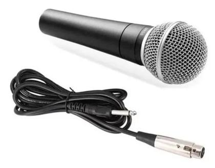 Imagem de 2pç Microfone Com Fio Dinâmico Profissional Metal Cabo 5mts