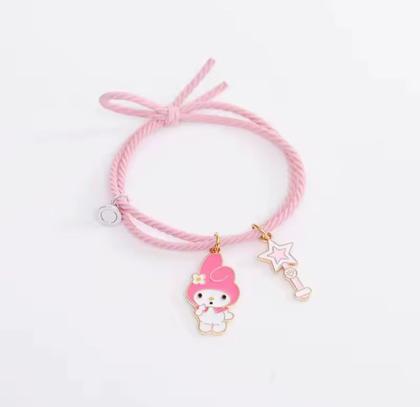 Imagem de 2Pcs - Pulseira de Casal Kuromi com Pingente Magnético  Ajustável, Estilo Kawaii