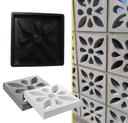 Imagem de 2un Forma Molde Bloco Concreto 39x39x7 Cobogó Elemento Vazado Combosé Tijolo Divisor