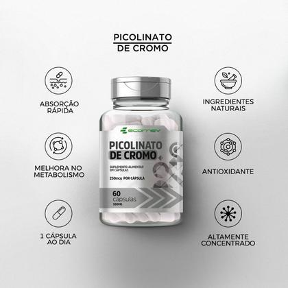 Imagem de 2Un Picolinato de Cromo Puro 500Mg 120Cáps (1 Ao Dia) Ecomev