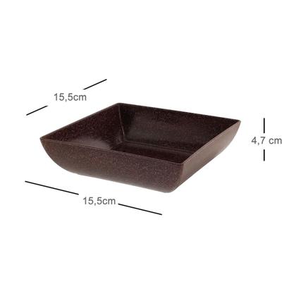 Imagem de 2un Saladeira Quadrada 750ml Vasilha Petisqueira Marrom Es