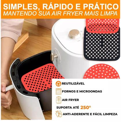 Imagem de 2un Tapete silicone airfryer forro fritadeira não gruda quad