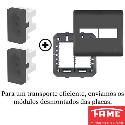 Imagem de 2un Tomada Padrão Dupla 2P+T 20A 4X4 Com Placa Habitat Black FAME