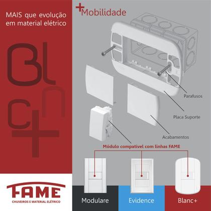 Imagem de 2un Tomada Telefone RJ11 2 Vias Com Placa Blanc Mais FAME