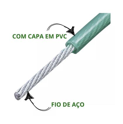 Imagem de 2un Varal cabo aço revestido Corda 2x10m parede e teto