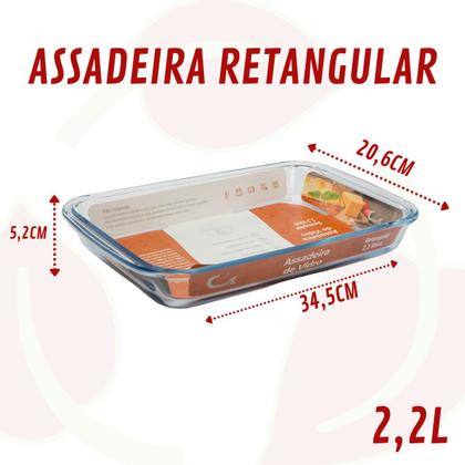 Imagem de 2UNI Assadeira Retangular 2,2L Média Saladeira Forno Microondas