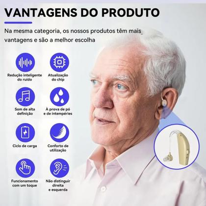 Imagem de 2x Aparelho Auditivo Bte Recarregável Com Estojo